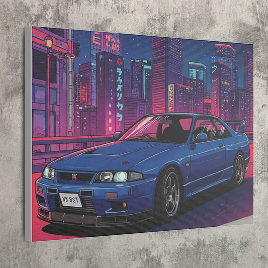 JDM R33 Inspired Night Life Art Canvas