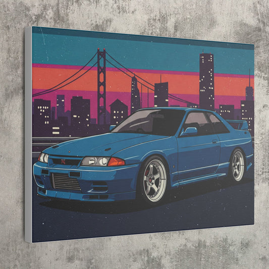 JDM Skyline Night Life Art Canvas