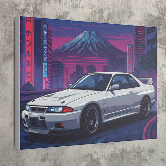 JDM Skyline Neon Night Art Canvas